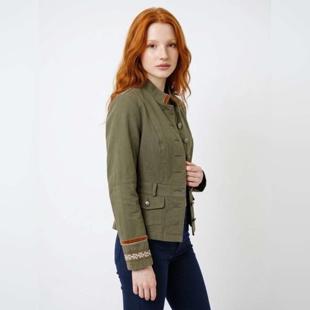 Rinascimento Military Style Jacket with Velvet Accents